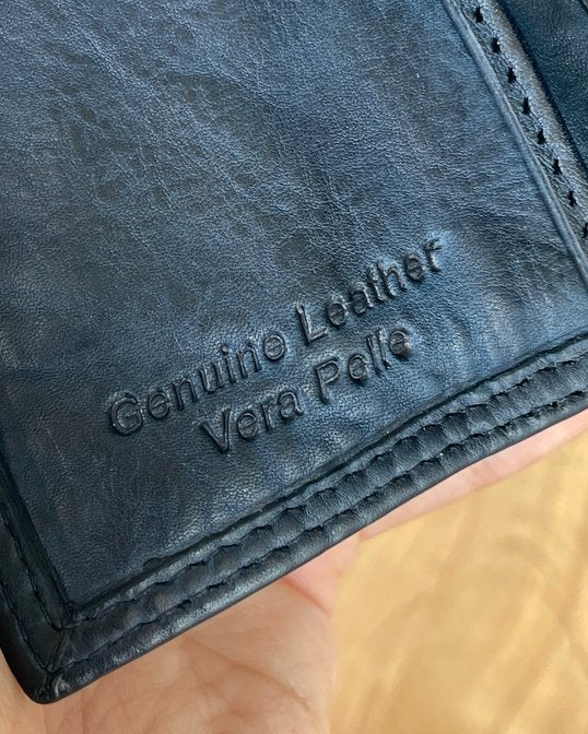 Mini Portafoglio in Vera Pelle Vintage (L36) | 9 Tessere, Portafoto, Tasca Banconote, Portamonete con zip