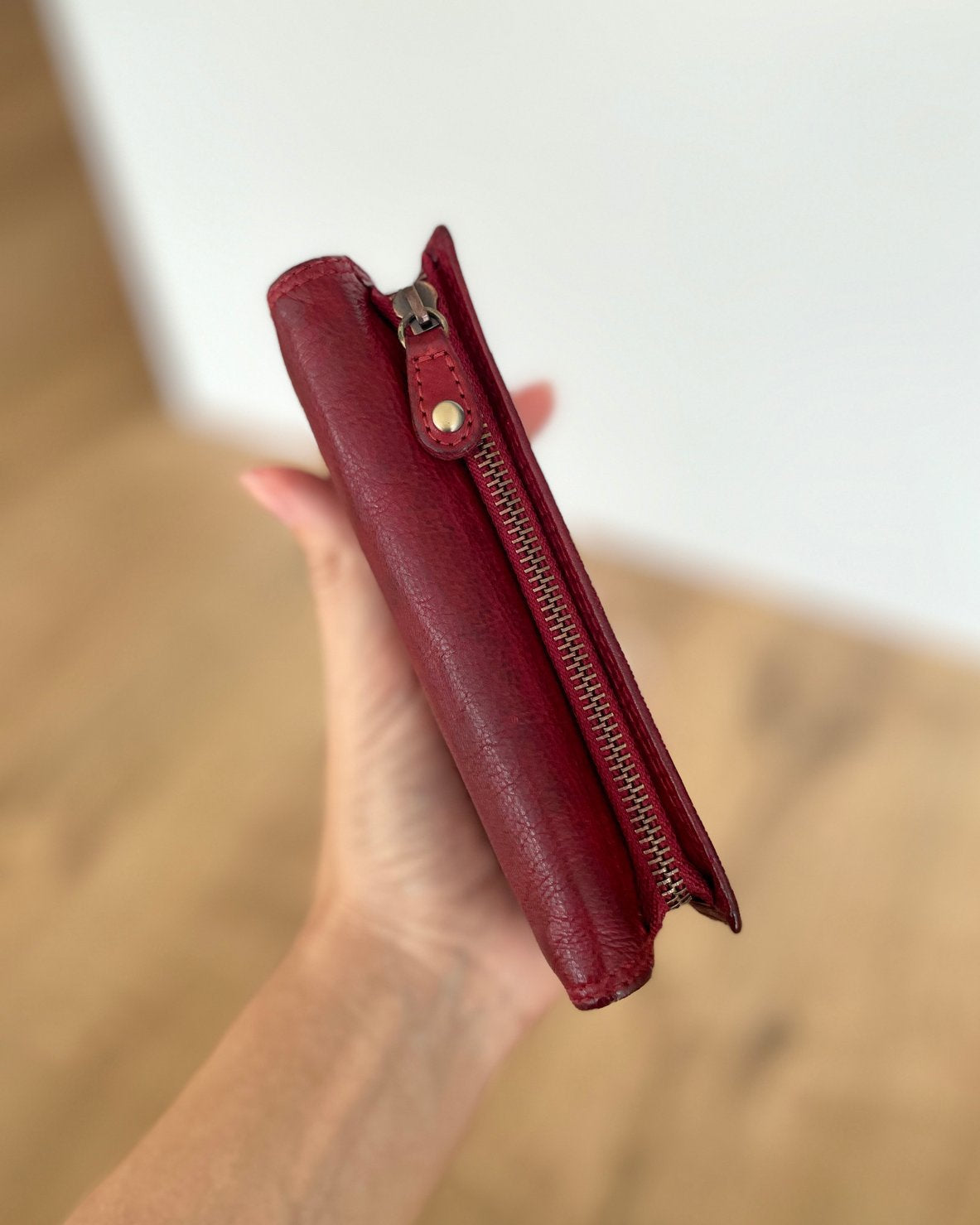 Portafoglio Donna in Vera Pelle Vintage (L30) | 20 Tessere, Portafoto, Tasca Banconote, Portamonete con zip