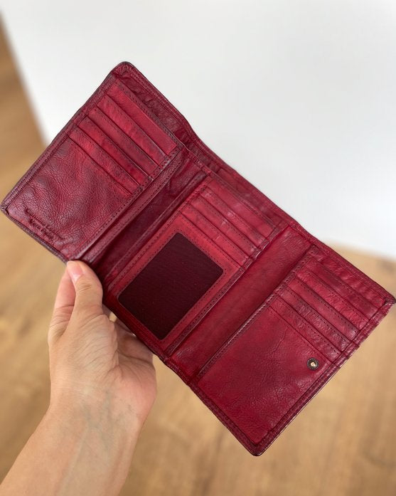 Portafoglio Donna in Vera Pelle Vintage (L30) | 20 Tessere, Portafoto, Tasca Banconote, Portamonete con zip