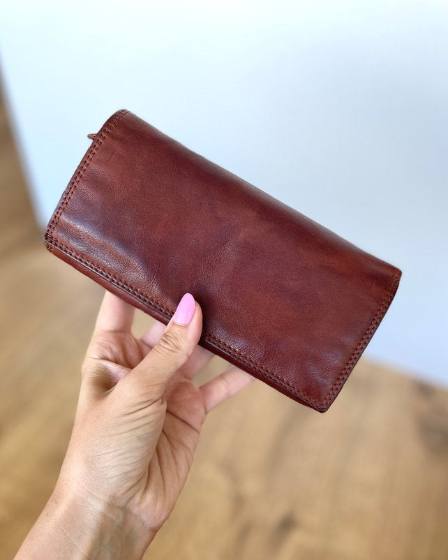 Portafoglio Donna in Vera Pelle Premium Vintage (L31) | 14 Tessere, Portafoto, Tasca Banconote, Zip Portamonete