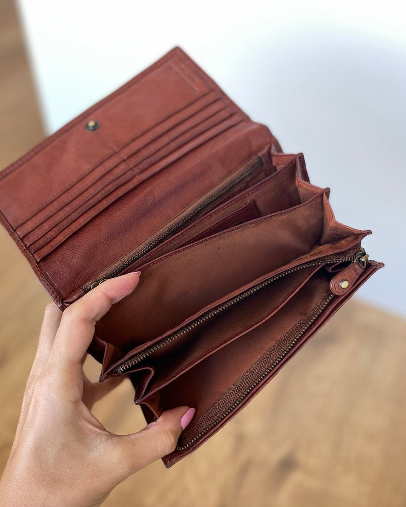 Portafoglio Donna in Vera Pelle Premium Vintage (L31) | 14 Tessere, Portafoto, Tasca Banconote, Zip Portamonete