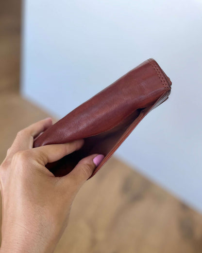 Damen-Geldbörse aus hochwertigem Echtleder im Vintage-Stil, 18x10 cm