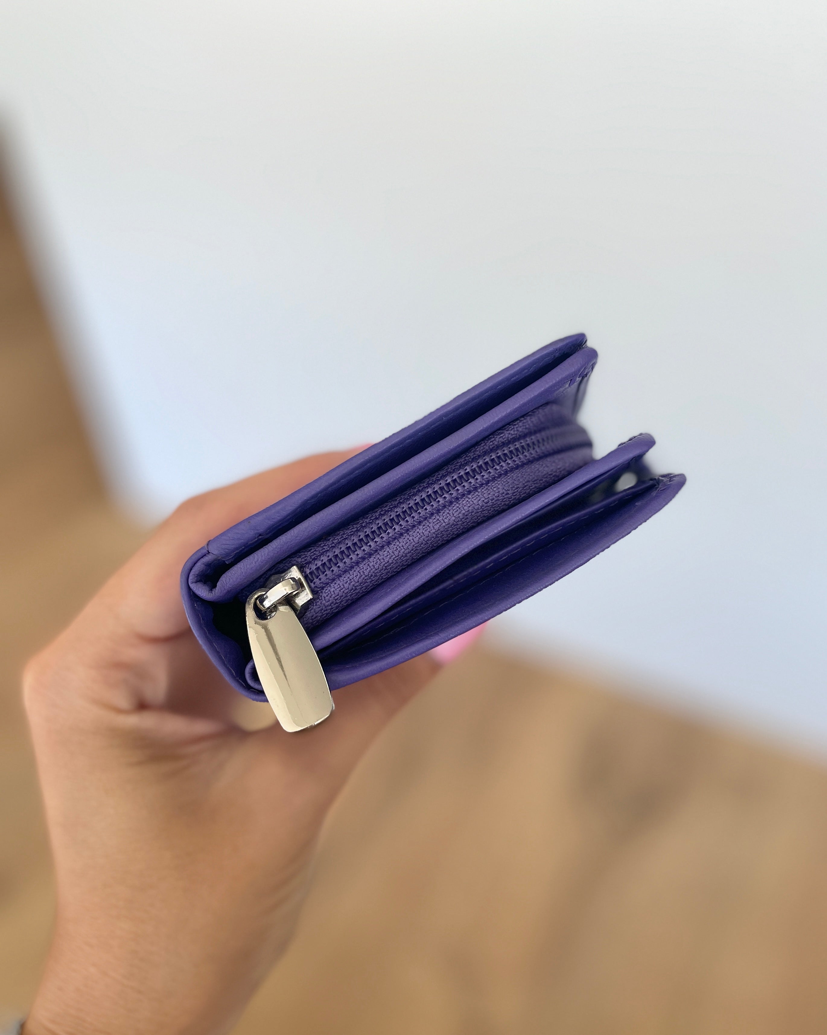 Portafoglio Donna in Vera Pelle (M06) | 15 Tessere, Portafoto, Tasca Banconote, Zip Portamonete