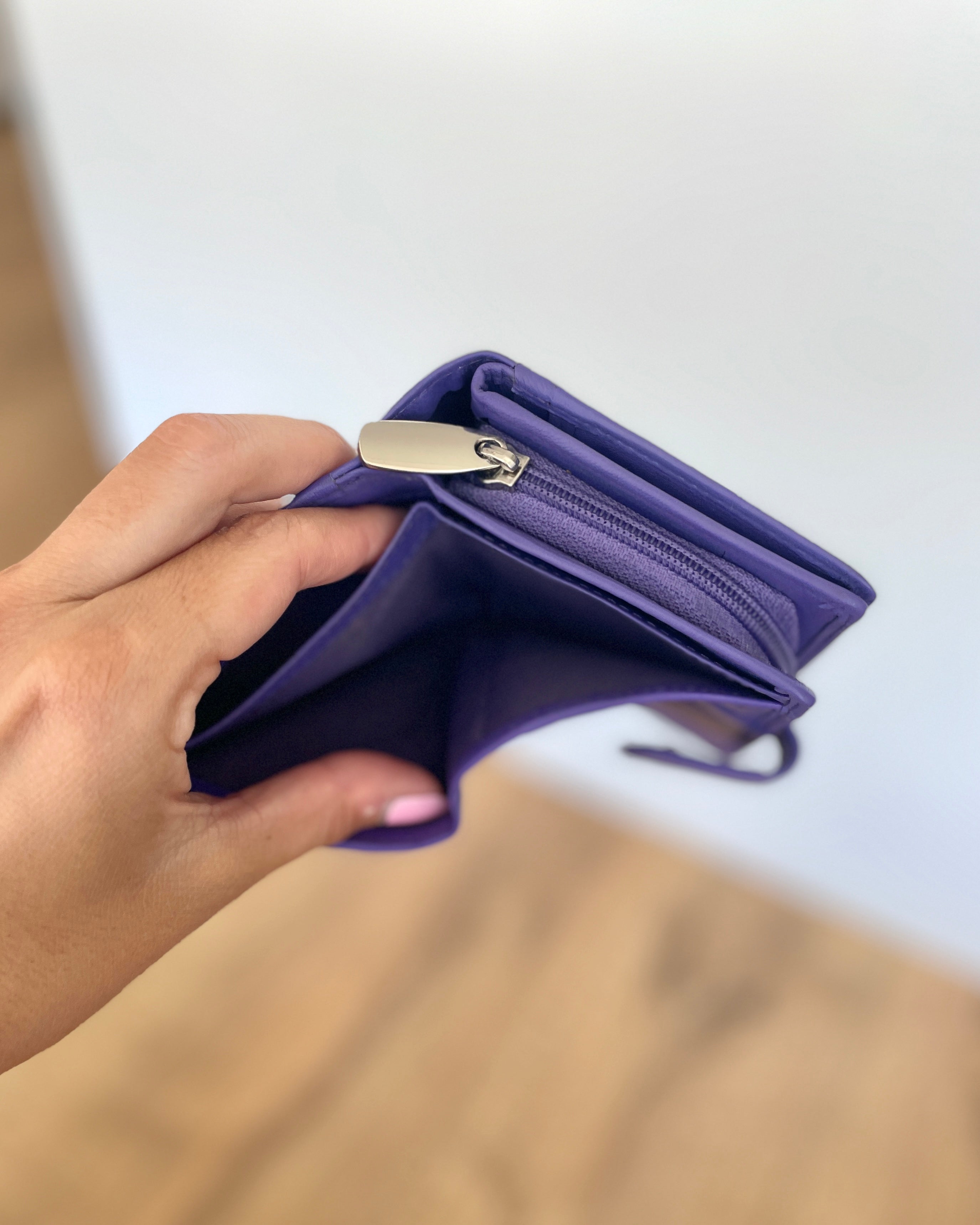 Portafoglio Donna in Vera Pelle (M06) | 15 Tessere, Portafoto, Tasca Banconote, Zip Portamonete