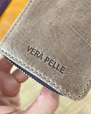 Portafoglio Medio in Vera Pelle intrecciata (P15) | 9 Spazi Tessere, 1 Portafoto, Tasca banconote, 1 Portamonete con clip, doppio scomparto con zip
