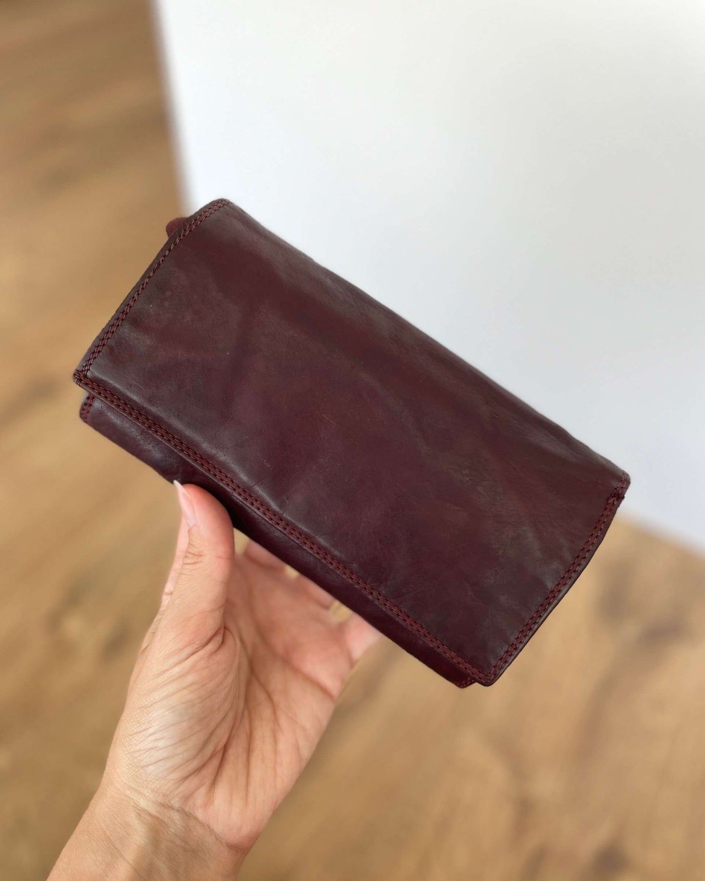 Damen-Geldbörse aus hochwertigem Echtleder im Vintage-Stil, 18x10 cm