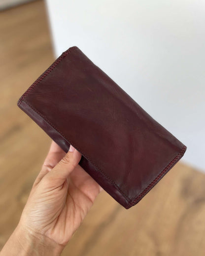 Damen-Geldbörse aus hochwertigem Echtleder im Vintage-Stil, 18x10 cm