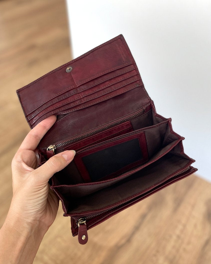 Damen-Geldbörse aus hochwertigem Echtleder im Vintage-Stil, 18x10 cm