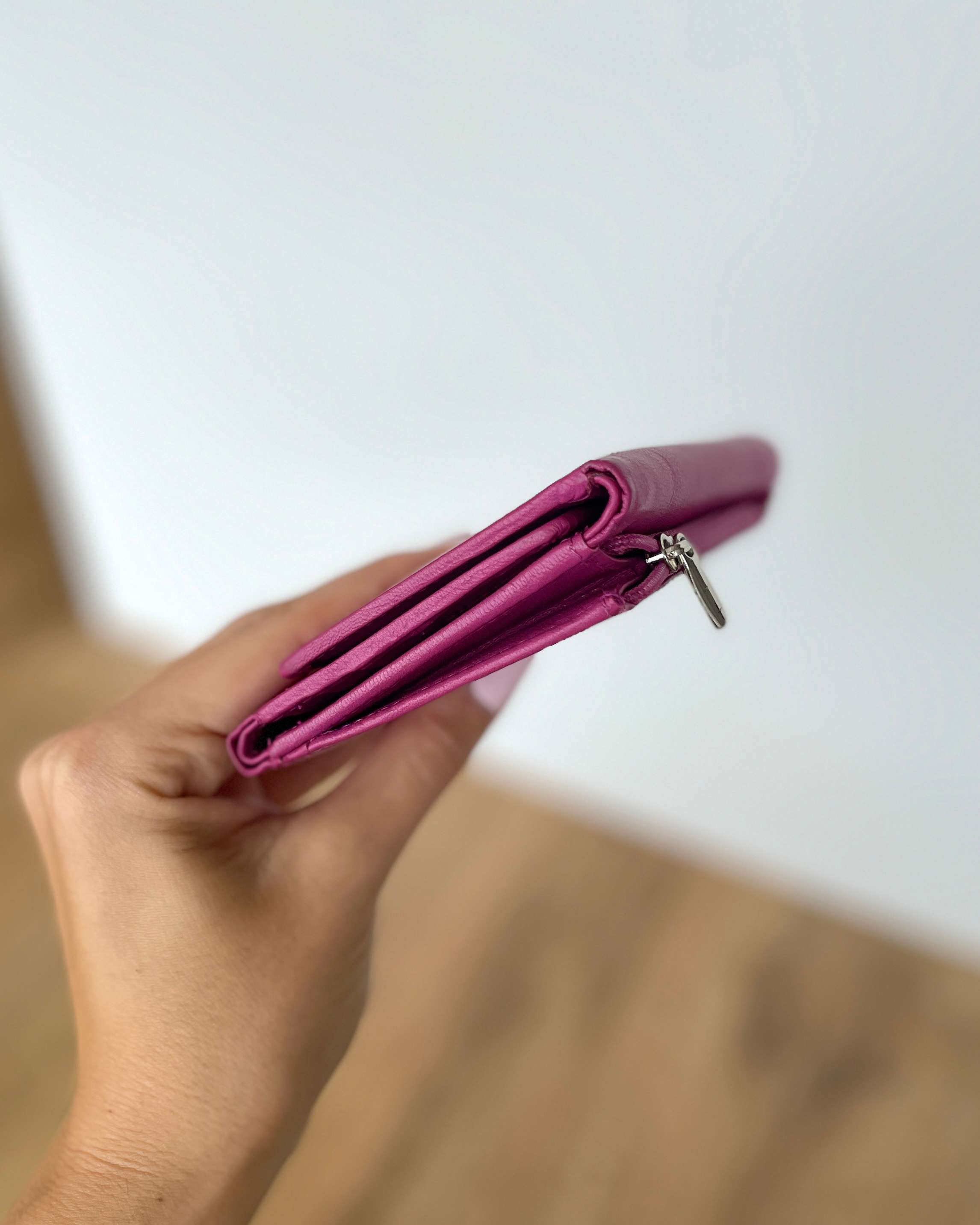 Mini Portafoglio Donna in Vera Pelle (M81) | 11 Tessere, Tasca Banconote, Portamonete con zip