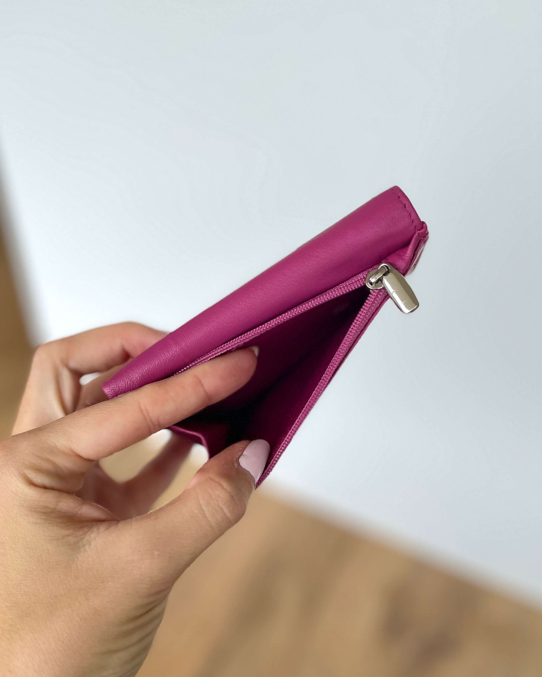 Mini Portafoglio Donna in Vera Pelle (M81) | 11 Tessere, Tasca Banconote, Portamonete con zip