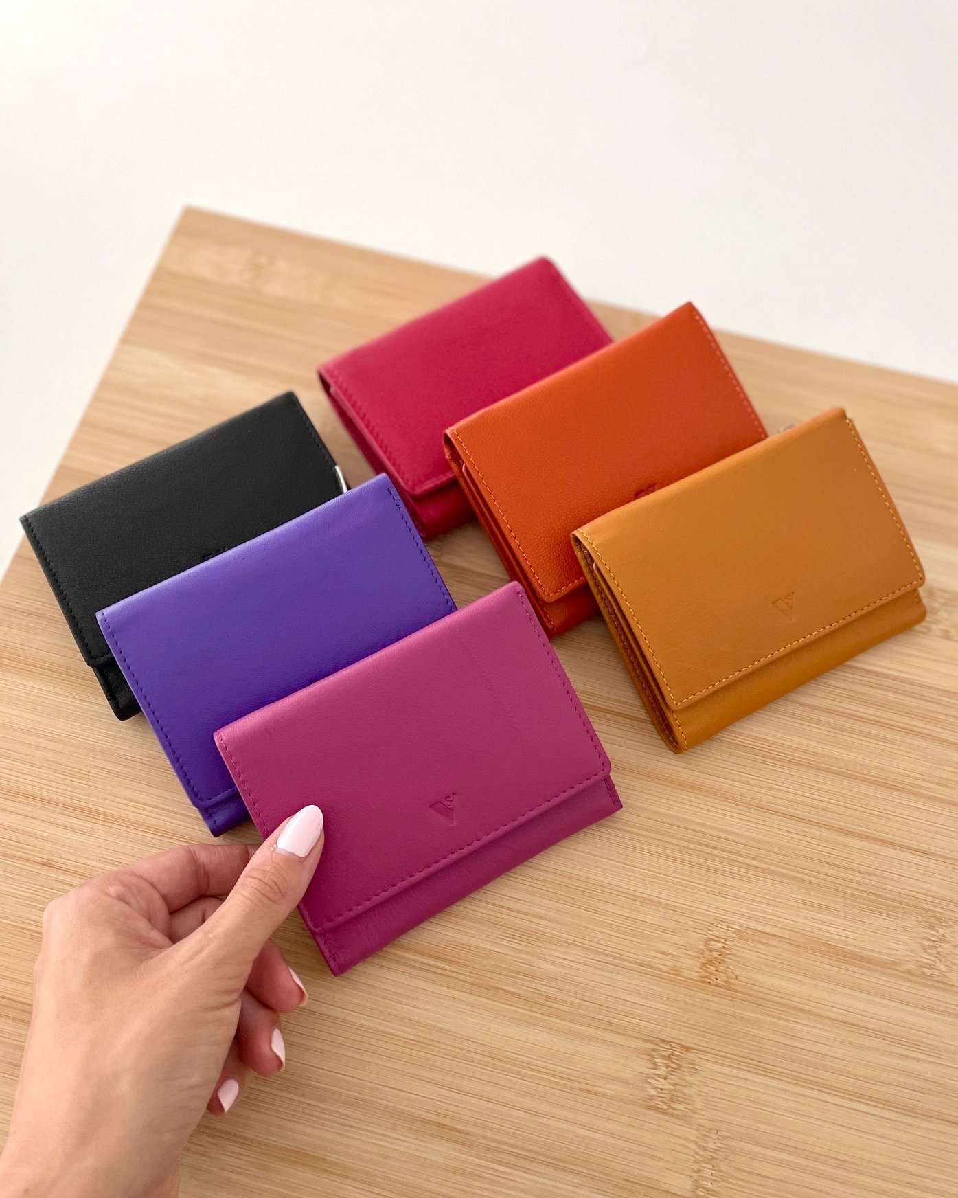 Offerta x 2 - Portafoglio Donna in Vera Pelle 11,5x9cm