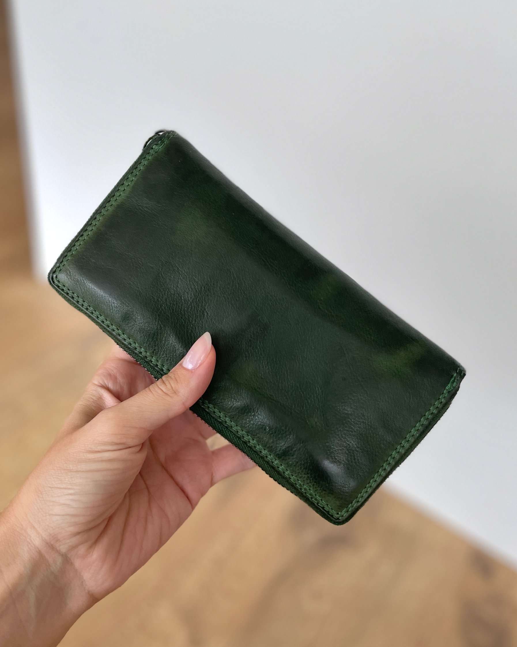 Portafoglio Donna in Vera Pelle Premium Vintage (L32) | 15 Tessere, 2 Portafoto, Tasche Banconote, Portamonete con zip