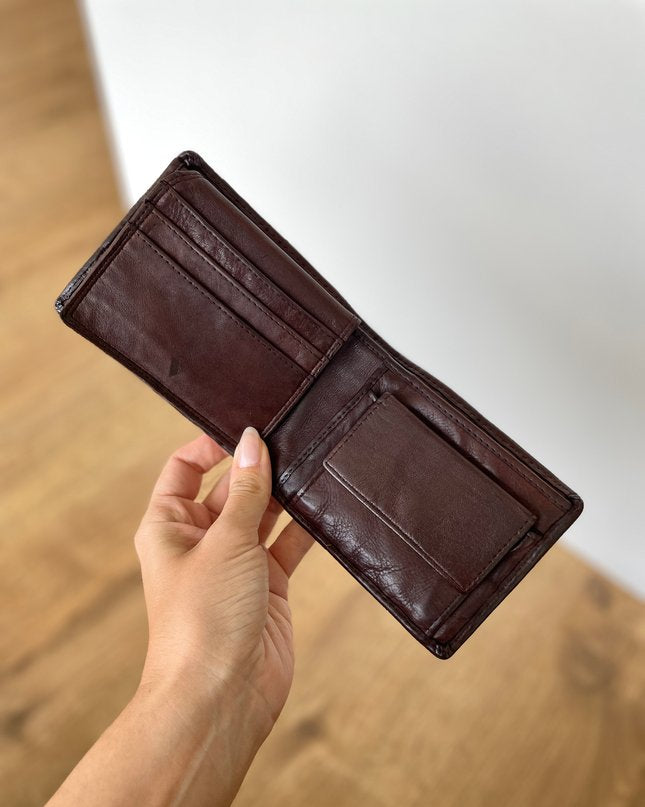 Portafoglio Uomo in Vera Pelle Vintage Intrecciata (M69) | 11 Tessere, 1 Portafoto, Doppia Tasca Banconote, Portamonete