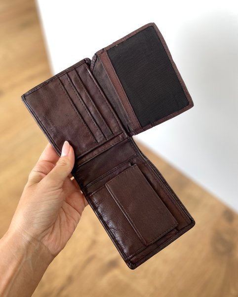 Portafoglio Uomo in Vera Pelle Vintage Intrecciata (M69) | 11 Tessere, 1 Portafoto, Doppia Tasca Banconote, Portamonete