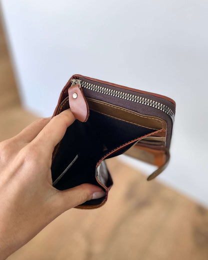 Portafoglio Grande in Vera Pelle intrecciata (P18) | 16 Spazi Tessere, 6 tasche laterali, 1 Portafoto, Tasca banconote, Portamonete con zip