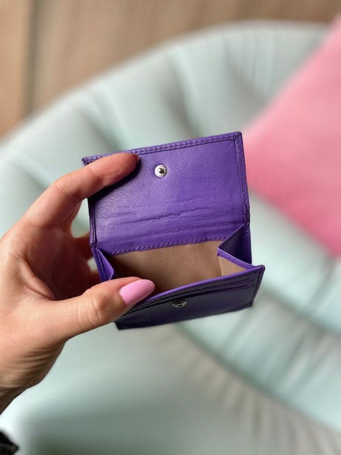 Mini Portafoglio in Vera Pelle | Doppia Tasca Banconote, Spazi Tessere, Portamonete