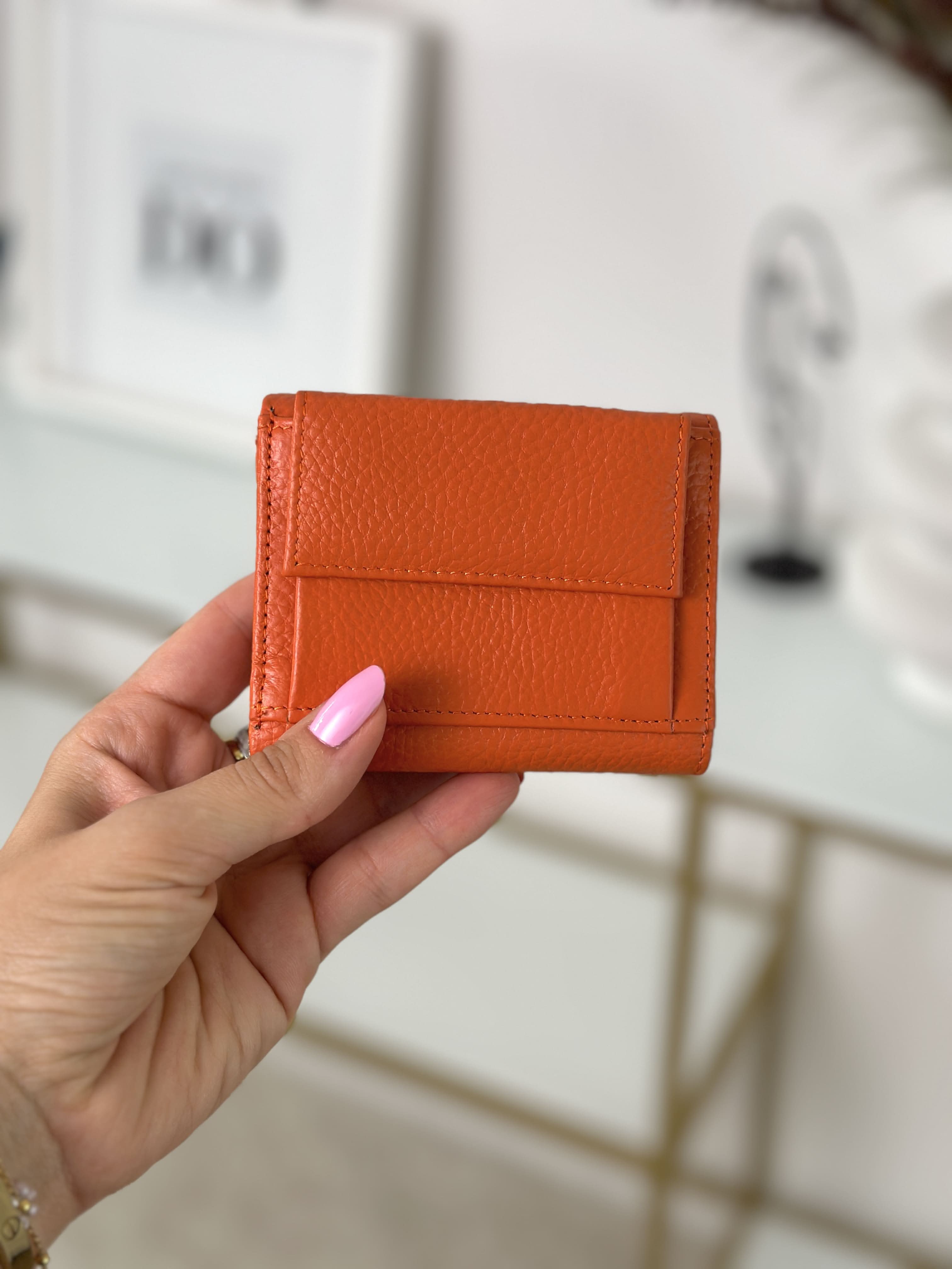 Mini Portafoglio in Vera Pelle | Portafoto, Portamonete, Spazi Tessere, Tasca Banconote