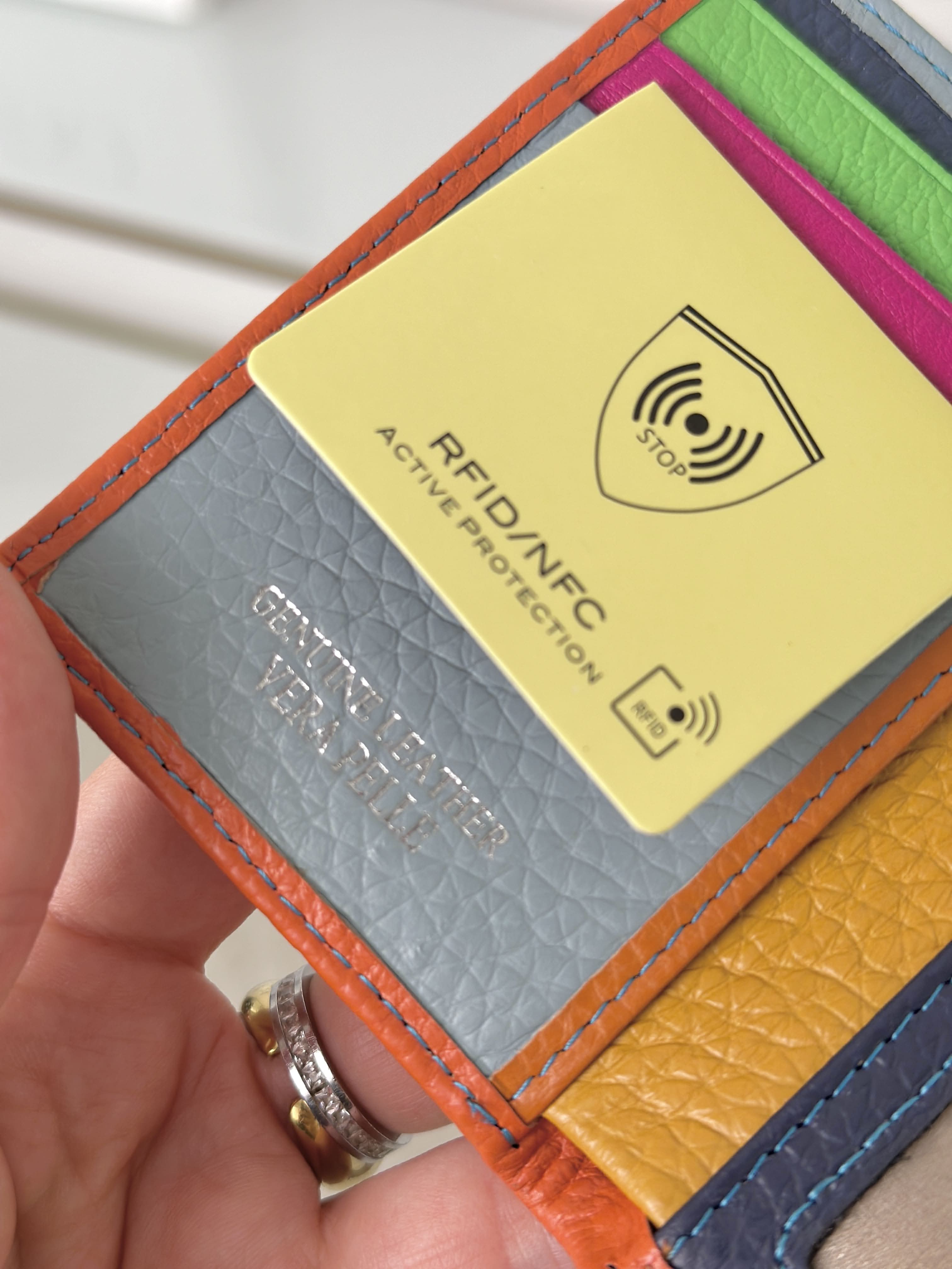 Mini Portafoglio in Vera Pelle | Portafoto, Portamonete, Spazi Tessere, Tasca Banconote