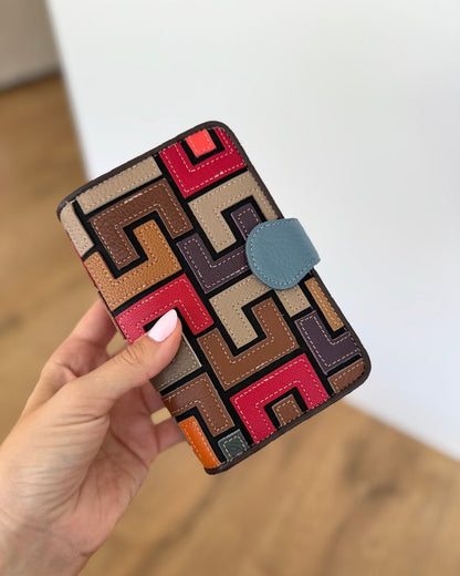 Portafoglio Medio/Grande in Vera Pelle (P63) | 20 Spazi Tessere, 2 Portafoto, 2 Tasche banconote, Portamonete con zip