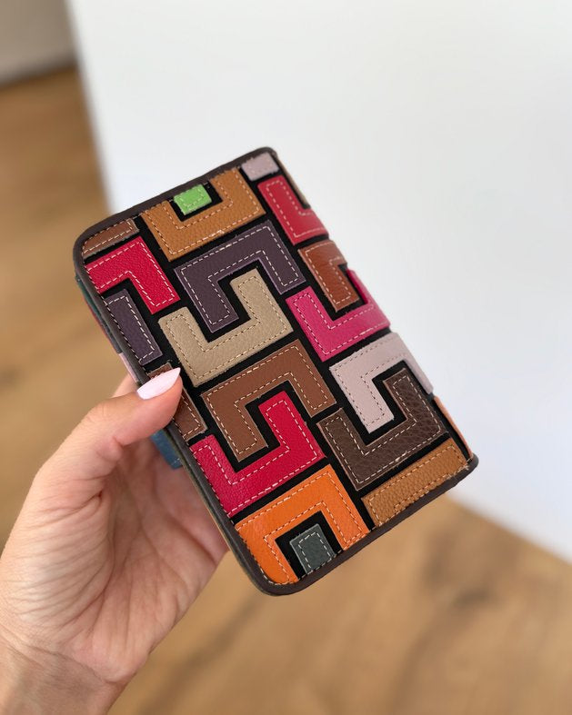 Portafoglio Medio/Grande in Vera Pelle (P63) | 20 Spazi Tessere, 2 Portafoto, 2 Tasche banconote, Portamonete con zip