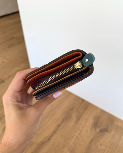 Portafoglio Medio/Grande in Vera Pelle (P63) | 20 Spazi Tessere, 2 Portafoto, 2 Tasche banconote, Portamonete con zip