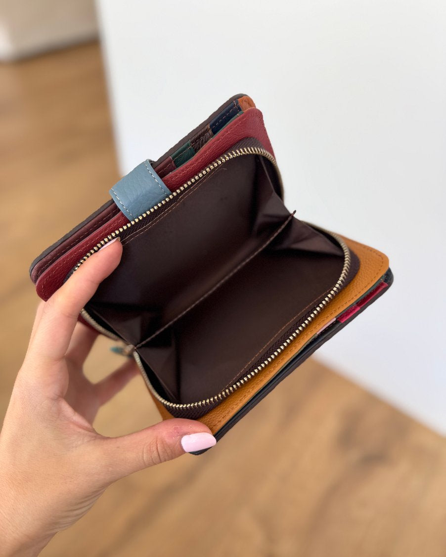 Portafoglio Medio/Grande in Vera Pelle | 20 Spazi Tessere, 2 Portafoto, 2 Tasche banconote, Portamonete con zip