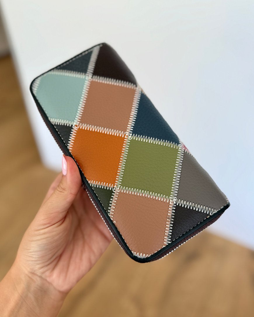 Portafoglio Grande in Vera Pelle | 13 Spazi Tessere, 4 Portafoto, Tasca banconote, Portamonete con zip