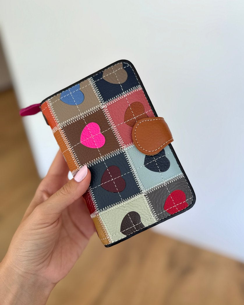 Portafoglio Medio/Grande in Vera Pelle | 20 Spazi Tessere, 2 Portafoto, 2 Tasche banconote, Portamonete con zip