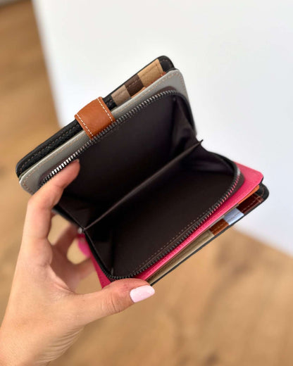 Portafoglio Medio/Grande in Vera Pelle (P02) | 20 Spazi Tessere, 2 Portafoto, 2 Tasche banconote, Portamonete con zip