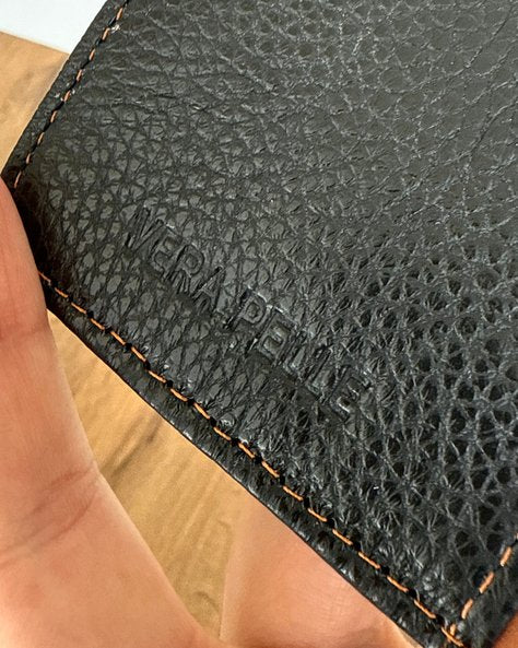 Portafoglio Medio/Grande in Vera Pelle (P02) | 20 Spazi Tessere, 2 Portafoto, 2 Tasche banconote, Portamonete con zip