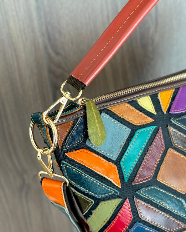 Borsa Mosaico Luce - 36x20x13cm - Vera pelle | Lavorazione Artigianale | Con Tracolla