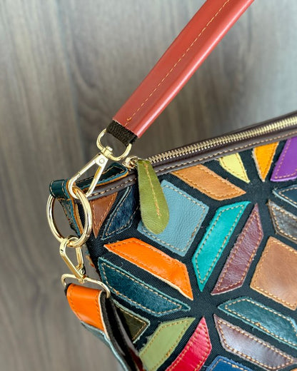 Borsa Mosaico Luce - 36x20x13cm - Vera pelle | Lavorazione Artigianale | Con Tracolla