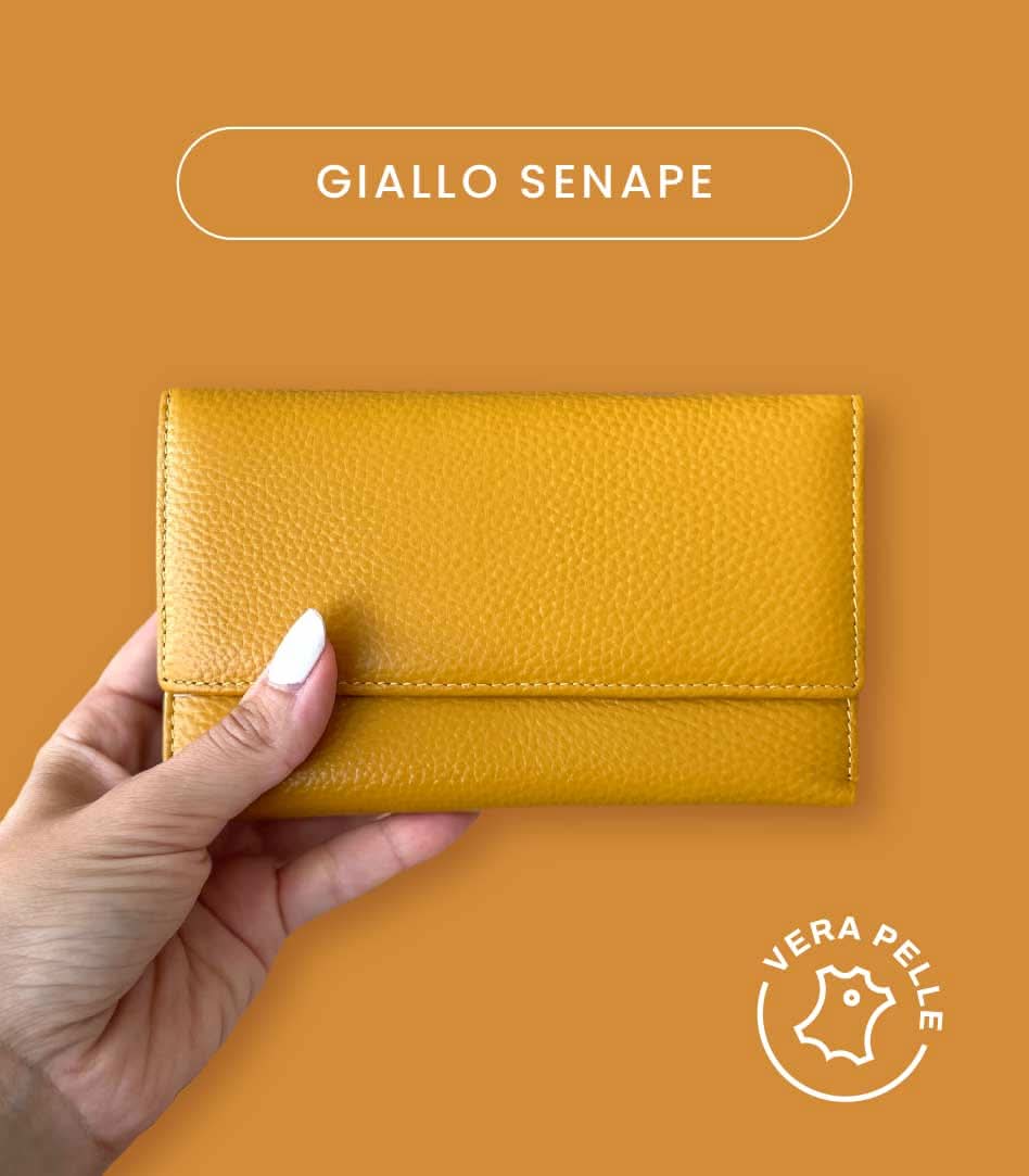 Portafoglio Medio/Grande in Vera Pelle  | Spazi Tessere, 2 Portafoto, Doppia Tasca Banconote, Portamonete