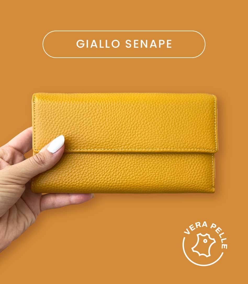 Portafoglio Grande in Vera Pelle | Portafoto, Spazi Tessere, Ampia Tasca Banconote, Portamonete