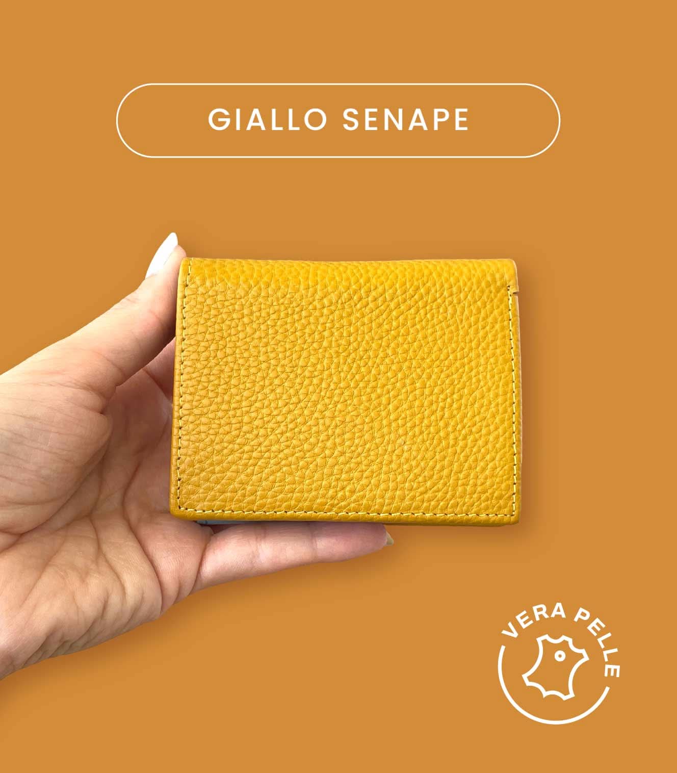 Mini Portafoglio in Vera Pelle | Spazi Tessere, 3 Portafoto, Doppia tasca banconote, Portamonete