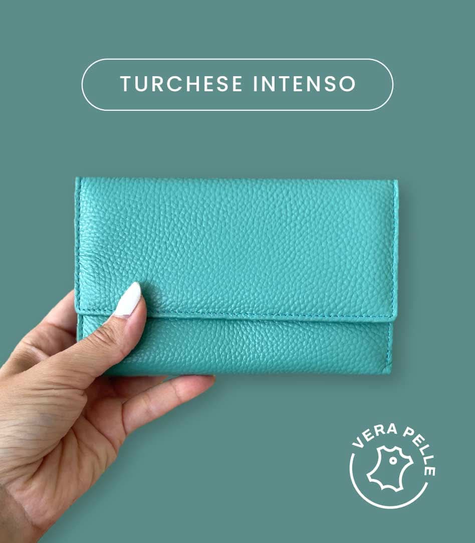 Portafoglio Medio/Grande in Vera Pelle  | Spazi Tessere, 2 Portafoto, Doppia Tasca Banconote, Portamonete