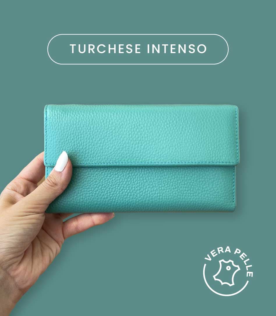 Portafoglio Grande in Vera Pelle | Portafoto, Spazi Tessere, Ampia Tasca Banconote, Portamonete