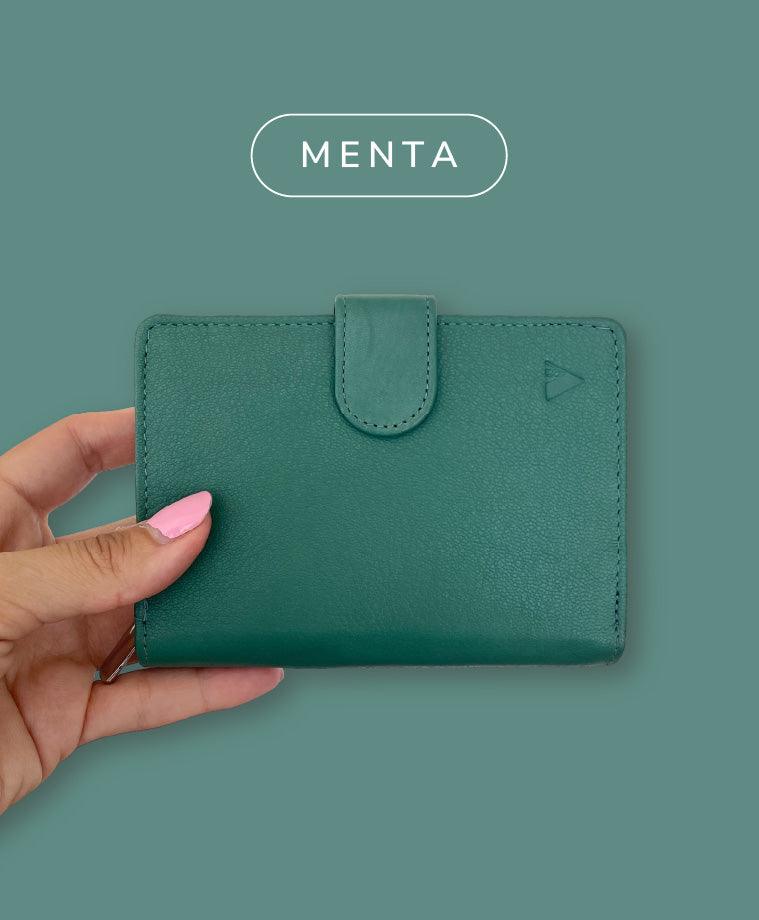 Portafoglio Donna in Vera Pelle (M06) | 15 Tessere, Portafoto, Tasca Banconote, Zip Portamonete