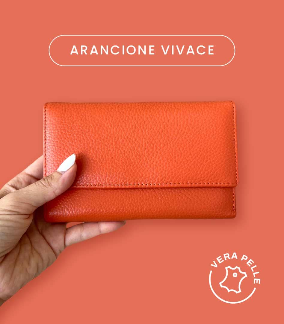 Portafoglio Medio/Grande in Vera Pelle  | Spazi Tessere, 2 Portafoto, Doppia Tasca Banconote, Portamonete