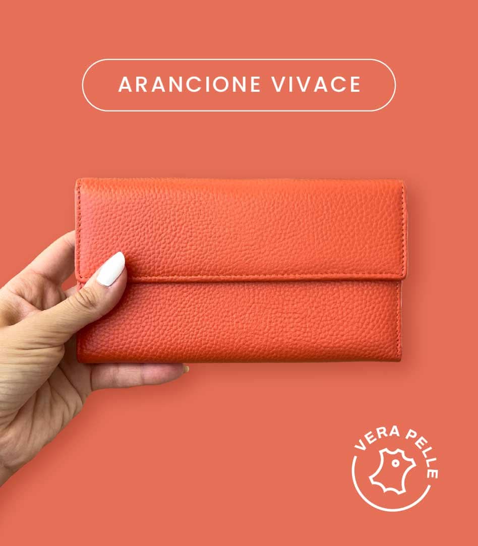 Portafoglio Grande in Vera Pelle | Portafoto, Spazi Tessere, Ampia Tasca Banconote, Portamonete