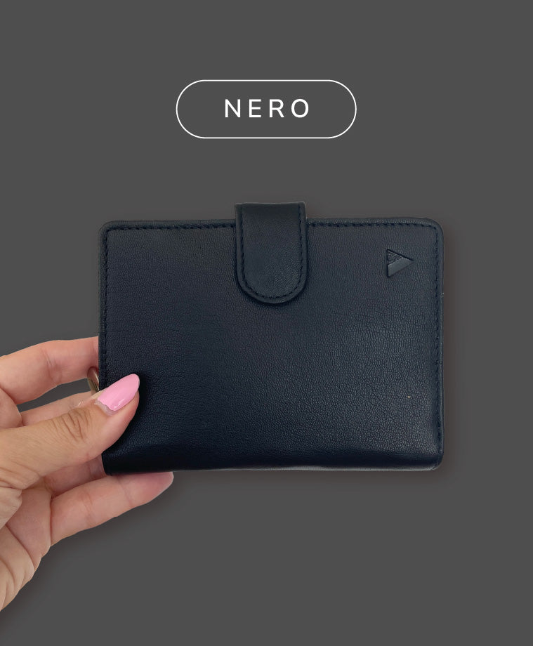 Portafoglio Donna in Vera Pelle (M06) | 15 Tessere, Portafoto, Tasca Banconote, Zip Portamonete