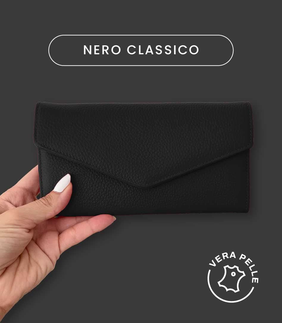 Portafoglio Grande in Vera Pelle | Pratico Portamonete, Tasca Banconote, Spazi Tessere