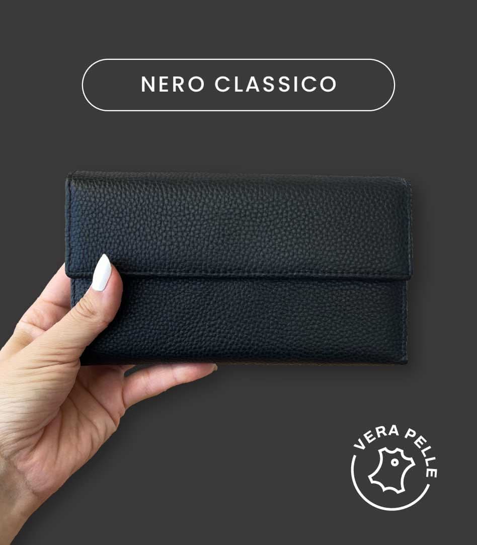 Portafoglio Grande in Vera Pelle | Portafoto, Spazi Tessere, Ampia Tasca Banconote, Portamonete