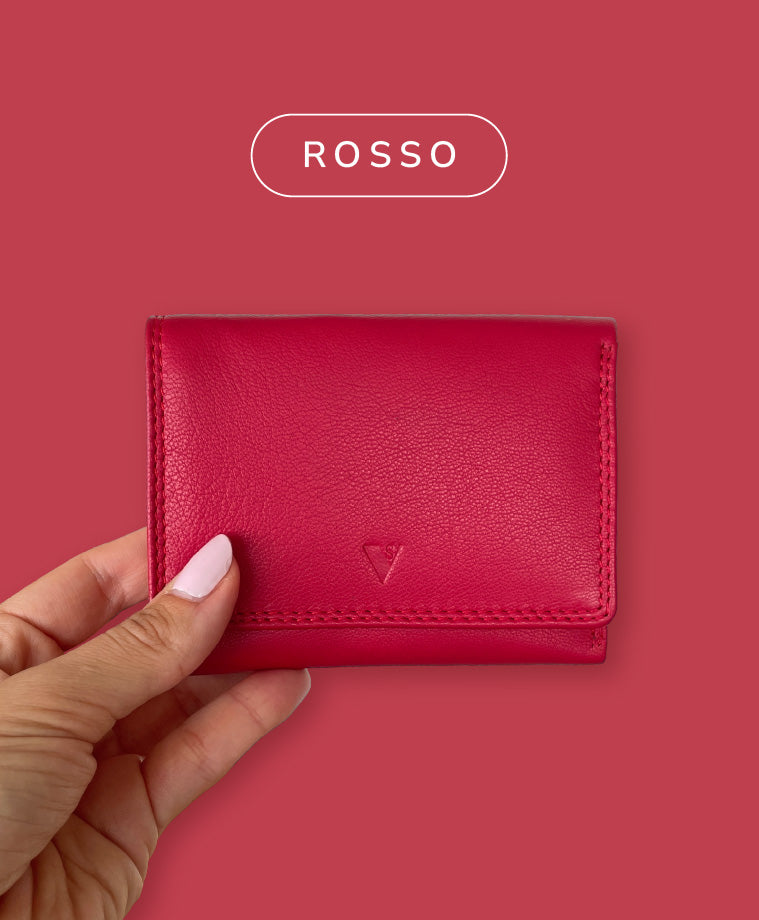 Mini Portafoglio Donna in Vera Pelle (M81) | 11 Tessere, Tasca Banconote, Portamonete con zip