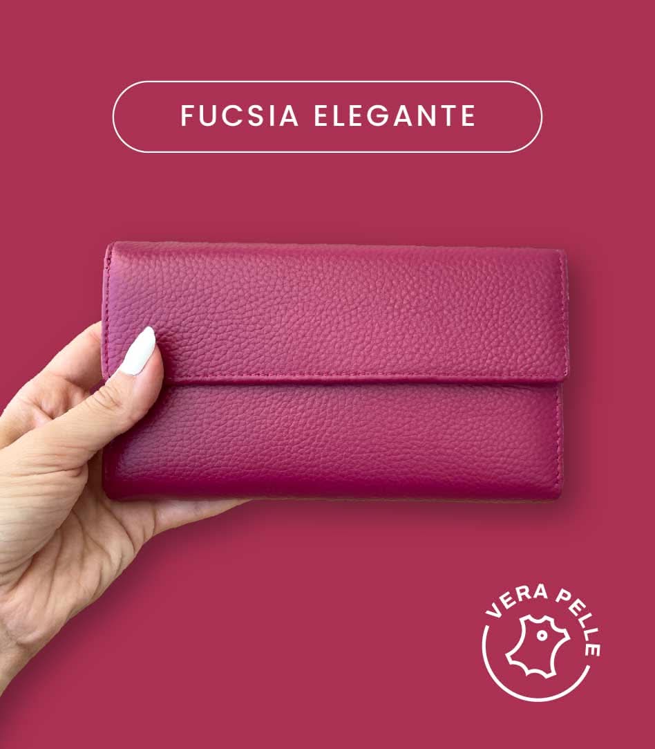 Portafoglio Grande in Vera Pelle | Portafoto, Spazi Tessere, Ampia Tasca Banconote, Portamonete