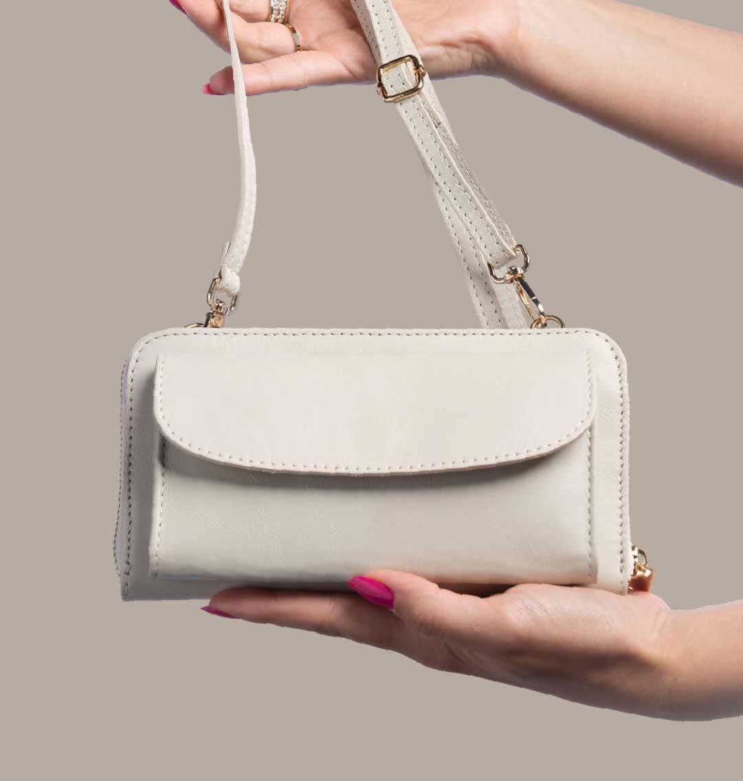 Mini Travel Bag Donna in Vera Pelle | Con Tracolla, Interno a Portafoglio, Porta Cellulare