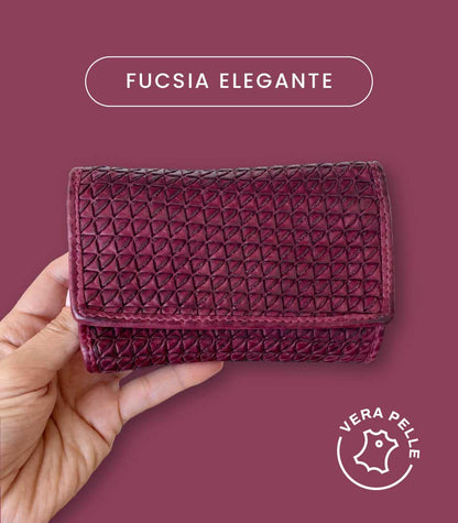 M20 Portafoglio Donna in Vera Pelle Vintage Intrecciata | 15 Tessere, Portafoto, Doppia Tasca Banconote, Zip Portamonete