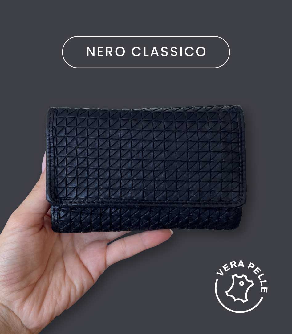 M20 Portafoglio Donna in Vera Pelle Vintage Intrecciata | 15 Tessere, Portafoto, Doppia Tasca Banconote, Zip Portamonete