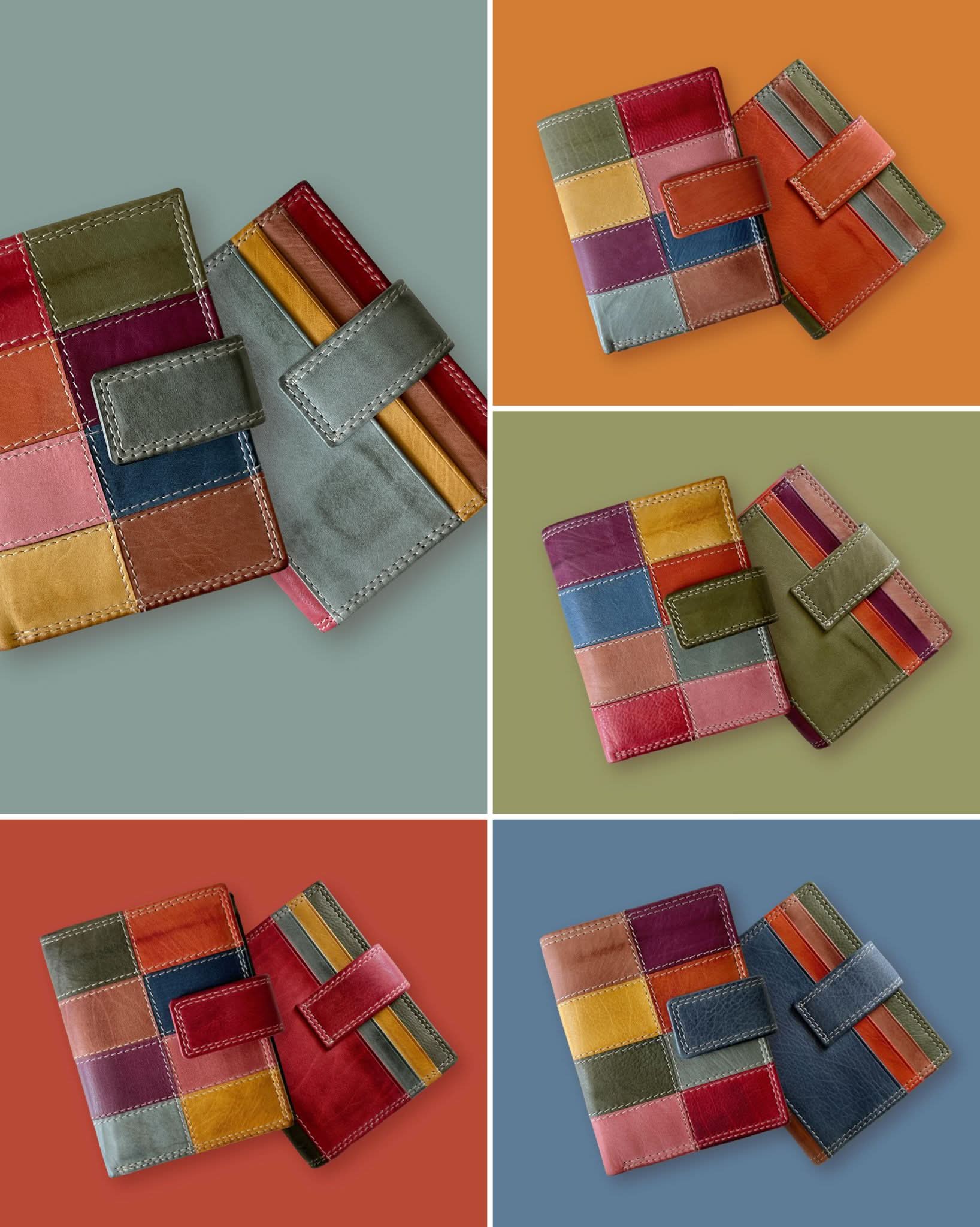 OFFERTA x 2 - P61 | Portafoglio Donna Multicolore in Vera Pelle 10,5x8,5cm