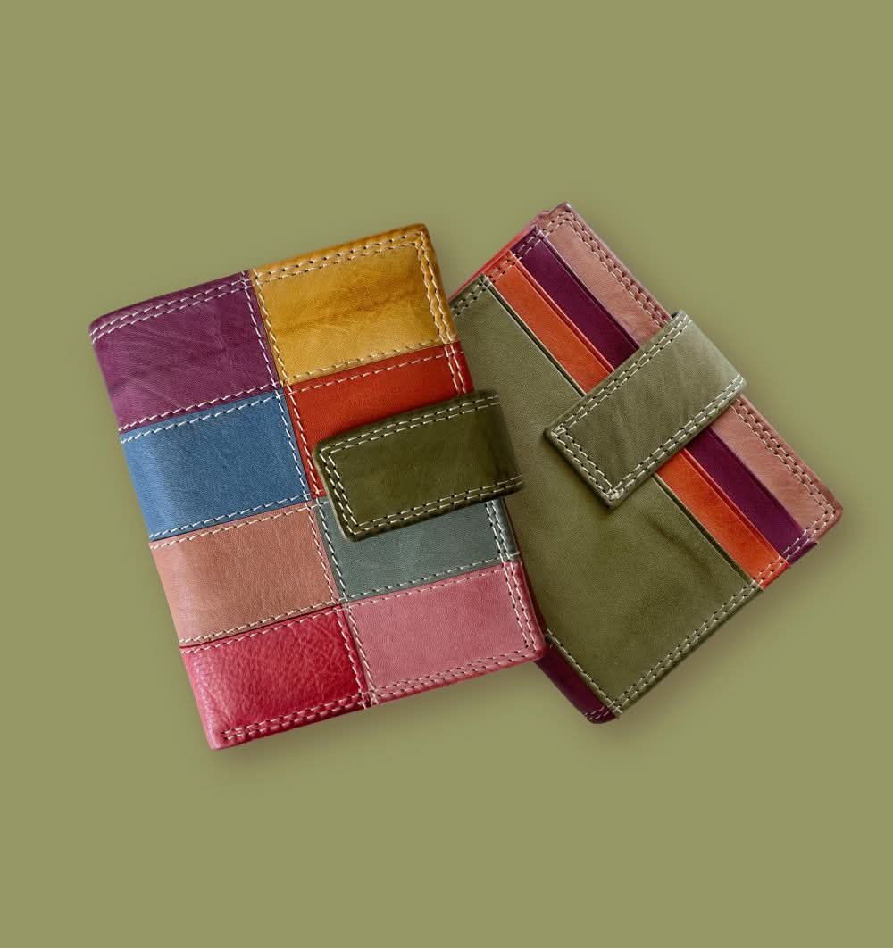 Mini Portafoglio in Vera Pelle | Portafoto, Portamonete con zip, Doppia Tasca Banconote, Spazi Tessere